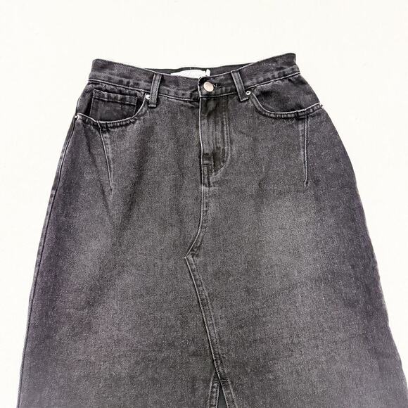 Petal + Pup Black Denim Front Slit Jean Cotton Skirt Size 2 - Picture 5 of 7